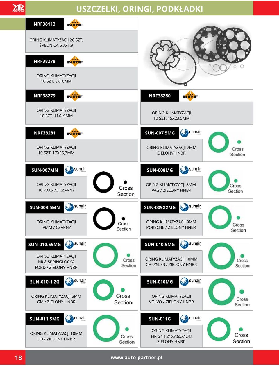 17X25,3MM ORING KLIMATYZACJI 7MM ZIELONY HNBR SUN-007MN SUN-008MG ORING KLIMATYZACJI 10,73X6,73 CZARNY ORING KLIMATYZACJI 8MM VAG / ZIELONY HNBR SUN-009.