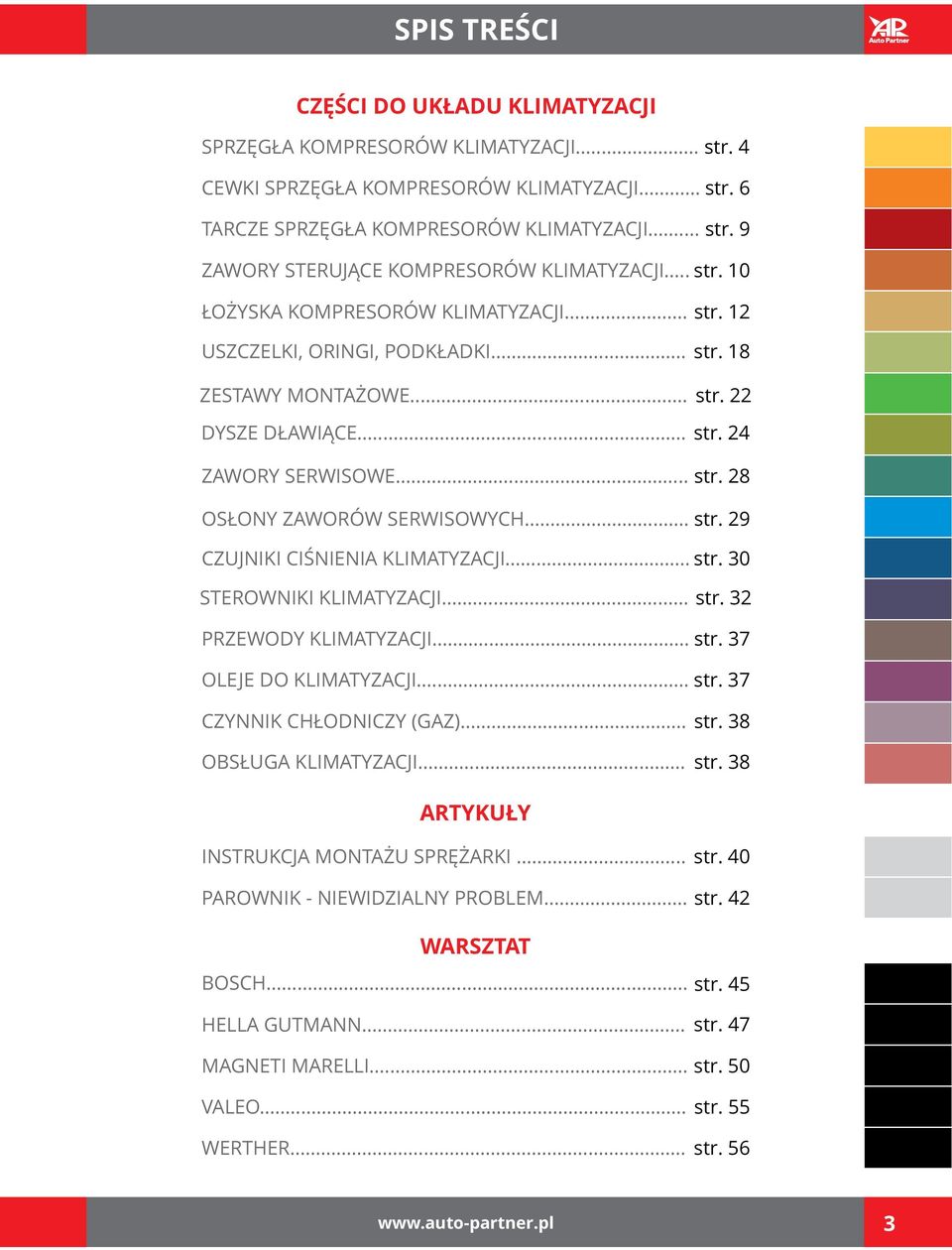 .. str. 29 CZUJNIKI CIŚNIENIA KLIMATYZACJI... str. 30 STEROWNIKI KLIMATYZACJI... str. 32 PRZEWODY KLIMATYZACJI... str. 37 OLEJE DO KLIMATYZACJI... str. 37 CZYNNIK CHŁODNICZY (GAZ)... str. 38 OBSŁUGA KLIMATYZACJI.