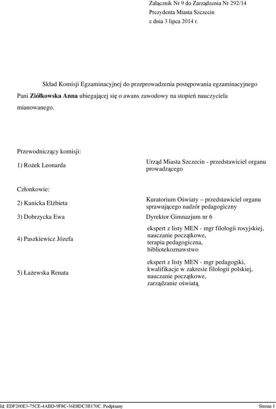 nr 6 4) Paszkiewicz Józefa ekspert z listy MEN - mgr filologii rosyjskiej, terapia