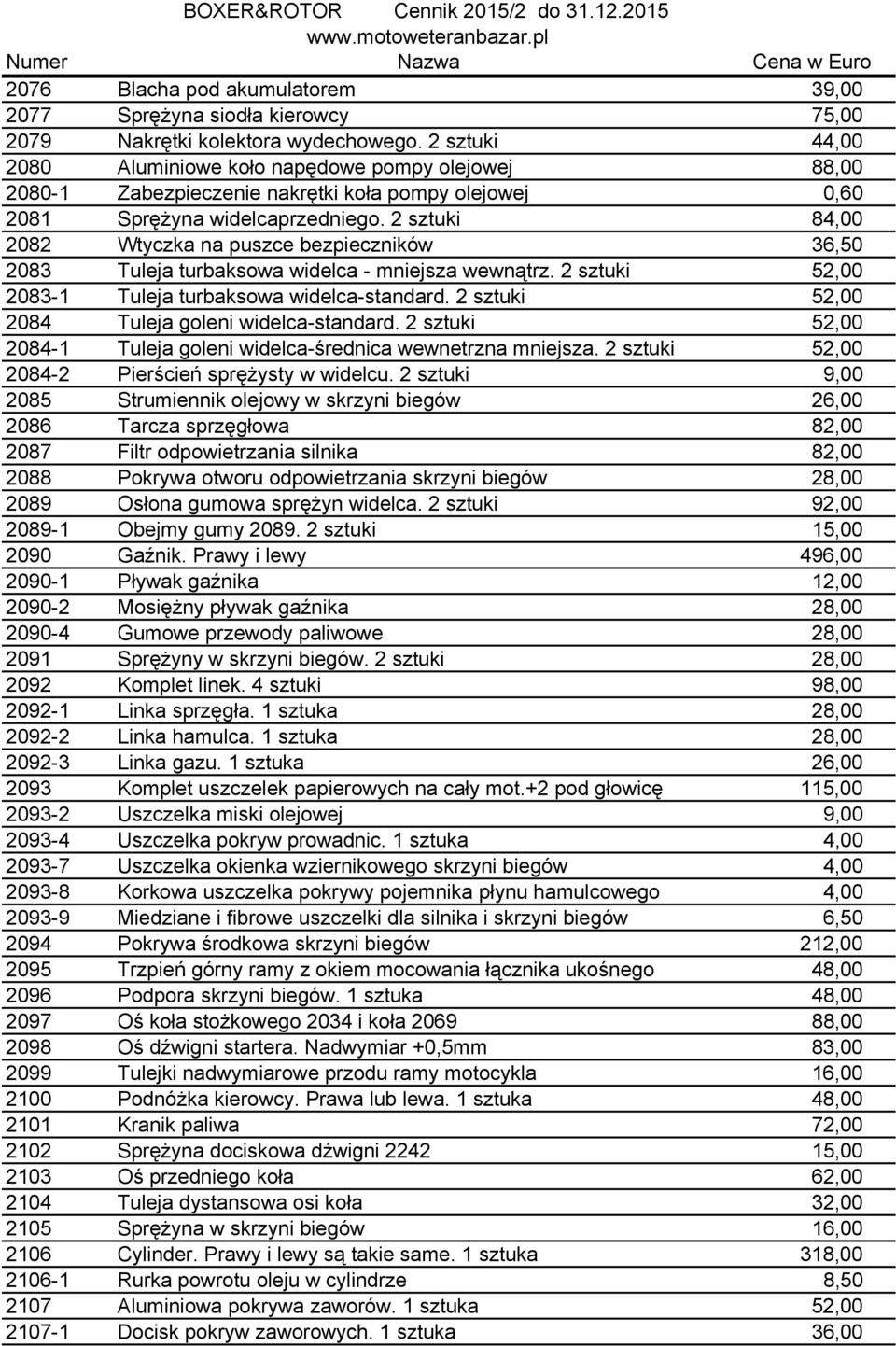 2 sztuki 84,00 2082 Wtyczka na puszce bezpieczników 36,50 2083 Tuleja turbaksowa widelca - mniejsza wewnątrz. 2 sztuki 52,00 2083-1 Tuleja turbaksowa widelca-standard.