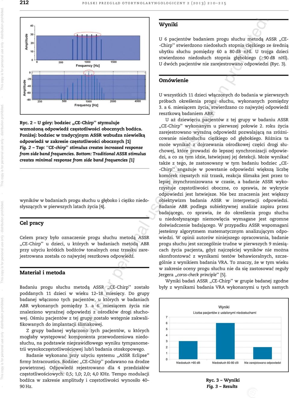 najwyżej resztkowa odpowiedź. Materiał i metoda polski przeglą d otorynolaryngologiczny 2 (2013) 210 215 Ryc. 2 U góry: bodziec,,cechirp stymuluje wzmożoną odpowiedź częstotliwości obocznych bodźca.