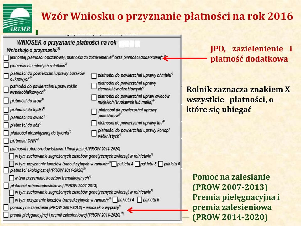 wszystkie płatności, o które się ubiegać Pomoc na zalesianie