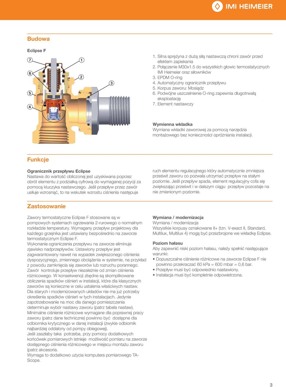 Element nastawczy Wymienna wkładka Wymiana wkładki zaworowej za pomocą narzędzia montażowego bez konieczności opróżniania instalacji.