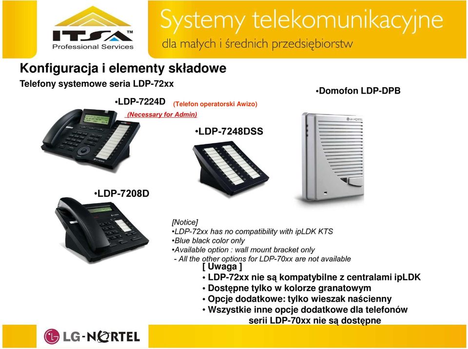 z centralami ipldk Dostępne tylko w kolorze granatowym Opcje dodatkowe: tylko