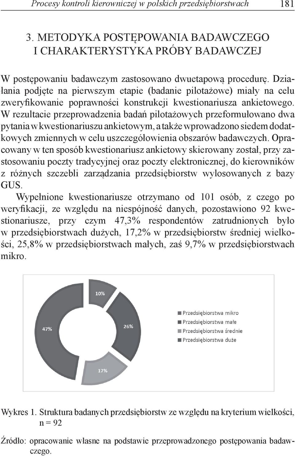 W rezultacie przeprowadzenia badań pilotażowych przeformułowano dwa pytania w kwestionariuszu ankietowym, a także wprowadzono siedem dodatkowych zmiennych w celu uszczegółowienia obszarów badawczych.