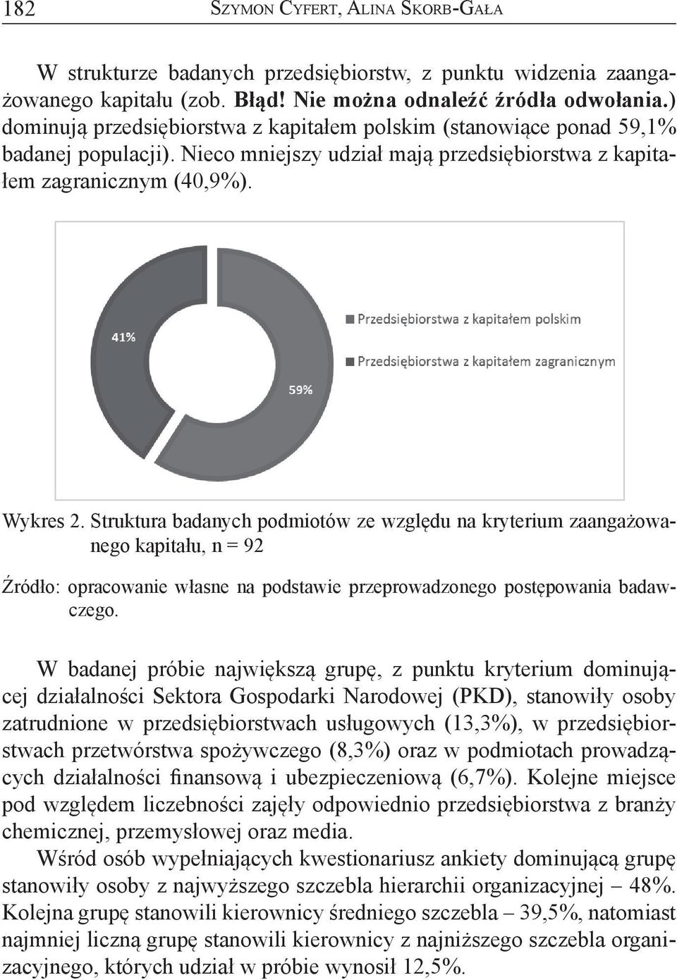 struktura badanych podmiotów ze względu na kryterium zaangażowanego kapitału, n = 92 Źródło: opracowanie własne na podstawie przeprowadzonego postępowania badawczego.