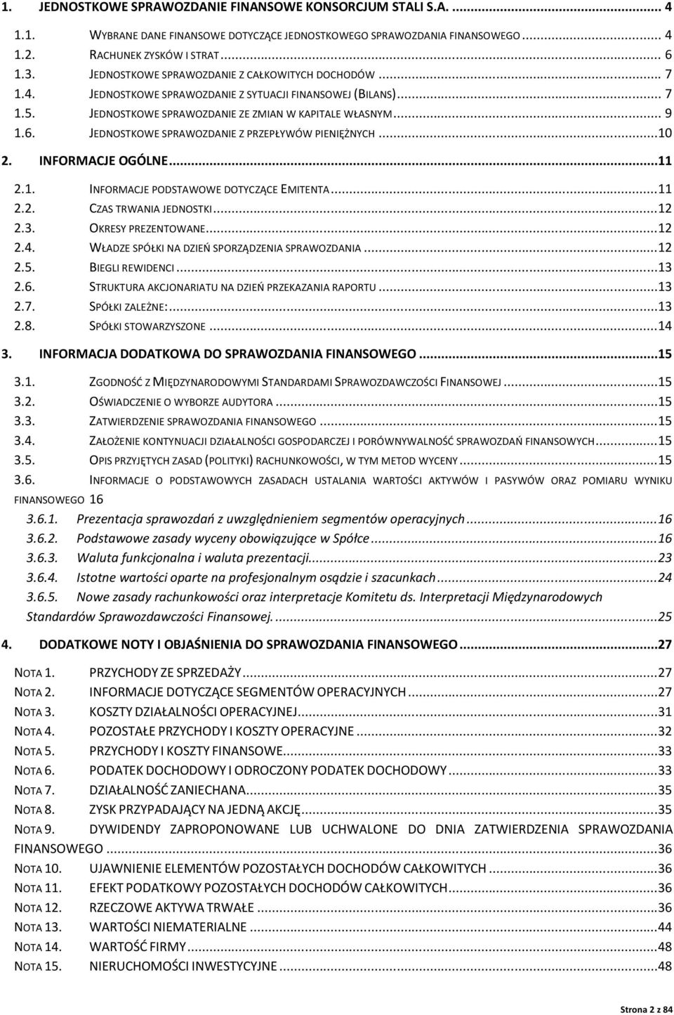 JEDNOSTKOWE SPRAWOZDANIE Z PRZEPŁYWÓW PIENIĘŻNYCH...1 2. INFORMACJE OGÓLNE...11 2.1. INFORMACJE PODSTAWOWE DOTYCZĄCE EMITENTA...11 2.2. CZAS TRWANIA JEDNOSTKI...12 2.3. OKRESY PREZENTOWANE...12 2.4.