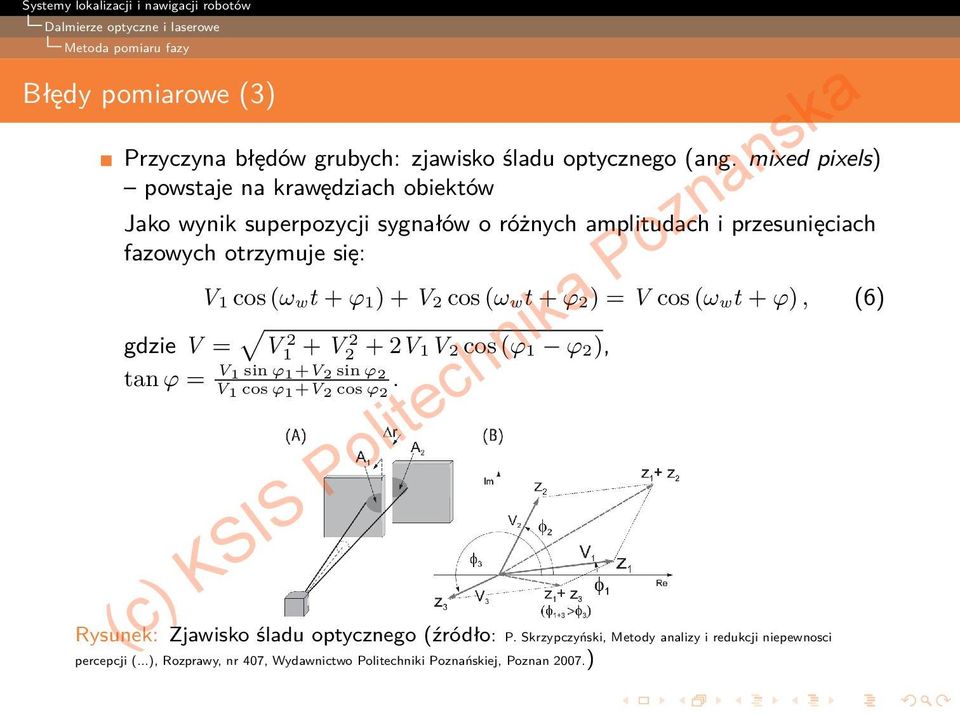 cos (ω wt + ϕ 1) + V 2 cos (ω wt + ϕ 2) = V cos (ω wt + ϕ), (6) gdzie V = V1 2 + V 2 2 + 2V1V2 cos (ϕ1 ϕ2), tan ϕ = V 1 sin ϕ 1 +V 2 sin ϕ 2 V 1 cos