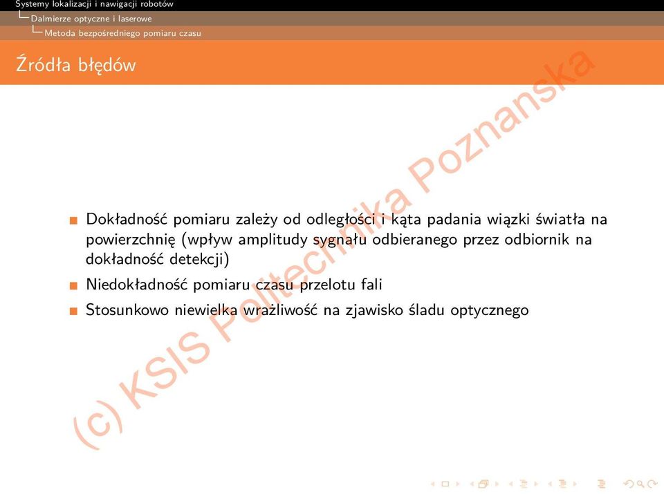 sygnału odbieranego przez odbiornik na dokładność detekcji) Niedokładność