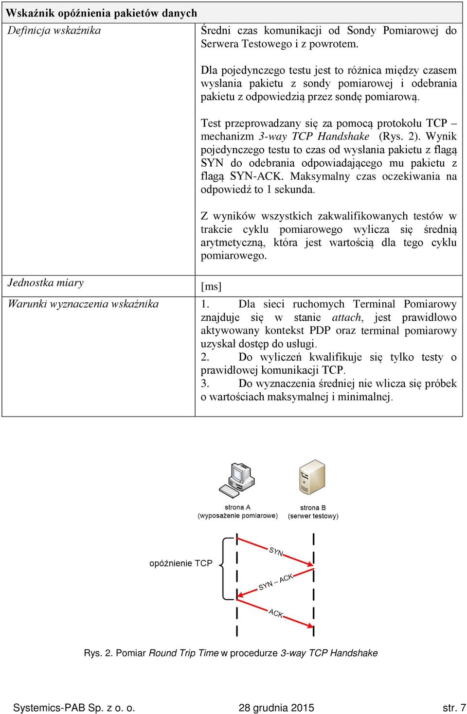 Test przeprowadzany się za pomocą protokołu TCP mechanizm 3-way TCP Handshake (Rys. 2).