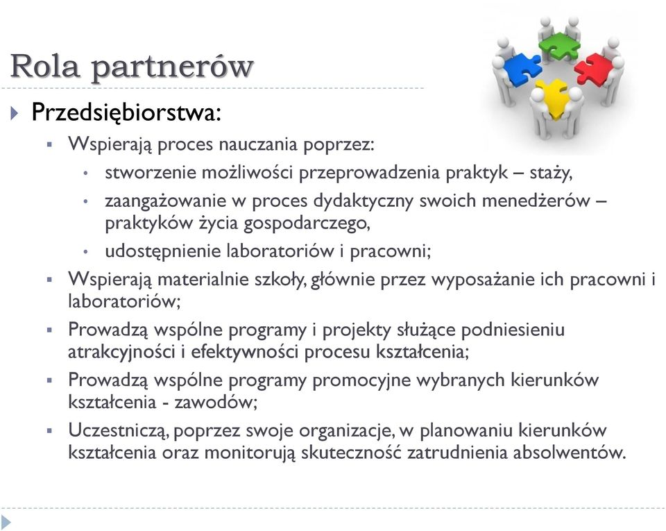 laboratoriów; Prowadzą wspólne programy i projekty służące podniesieniu atrakcyjności i efektywności procesu kształcenia; Prowadzą wspólne programy promocyjne