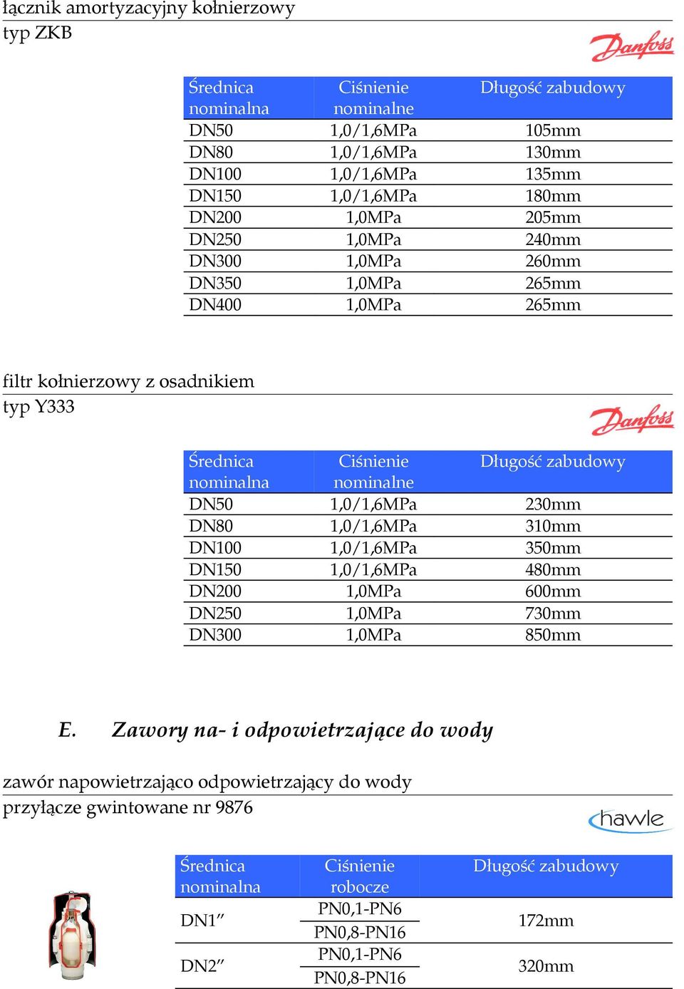 kołnierzowy z osadnikiem typ Y333 DN250 DN300 E.