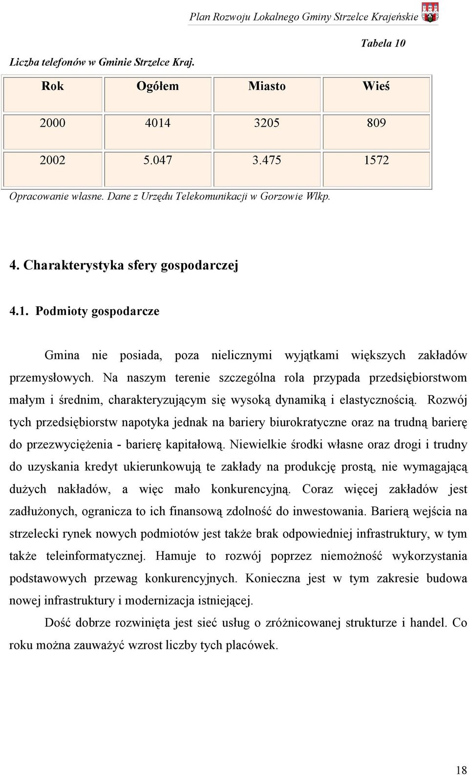 Na naszym terenie szczególna rola przypada przedsiębiorstwom małym i średnim, charakteryzującym się wysoką dynamiką i elastycznością.