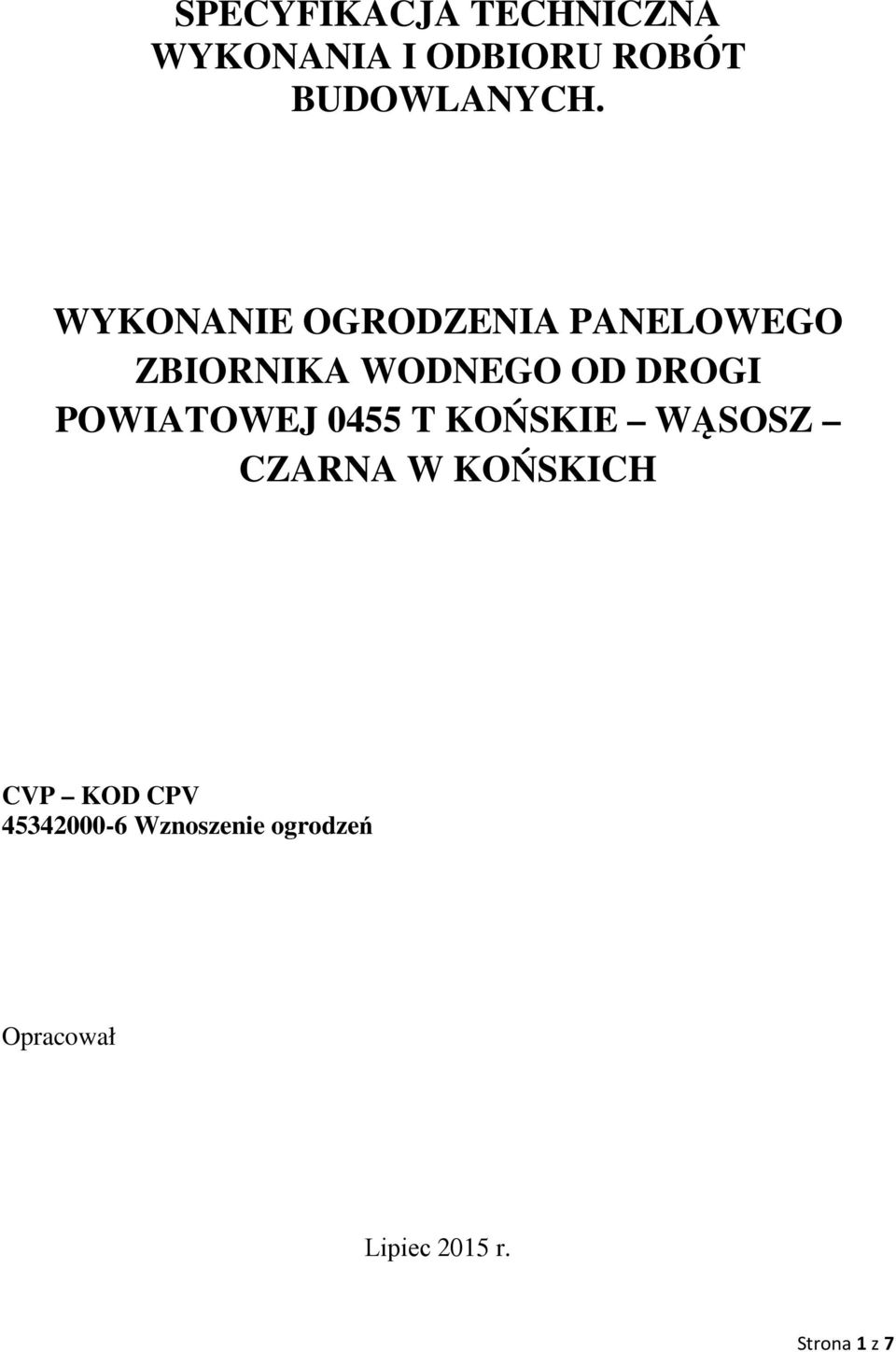 POWIATOWEJ 0455 T KOŃSKIE WĄSOSZ CZARNA W KOŃSKICH CVP KOD CPV