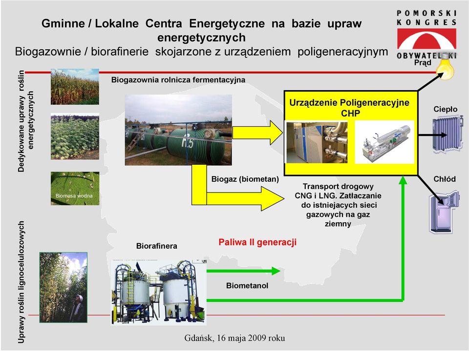 Urządzenie Poligeneracyjne CHP Ciepło Uprawy roślin lignocelulozowych Biomasa wodna Biorafinera Biogaz