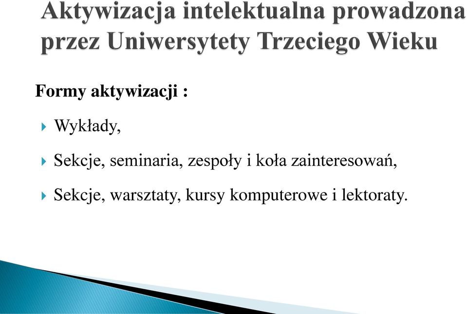 koła zainteresowań, Sekcje,