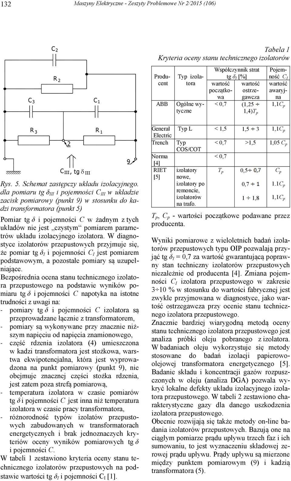 dla pomiaru tg δ III i pojemności III w układzie zacisk pomiarowy (punkt 9) w stosunku do kadzi transformatora (punkt 5) Pomiar tg δ i pojemności w żadnym z tych układów nie jest czystym pomiarem