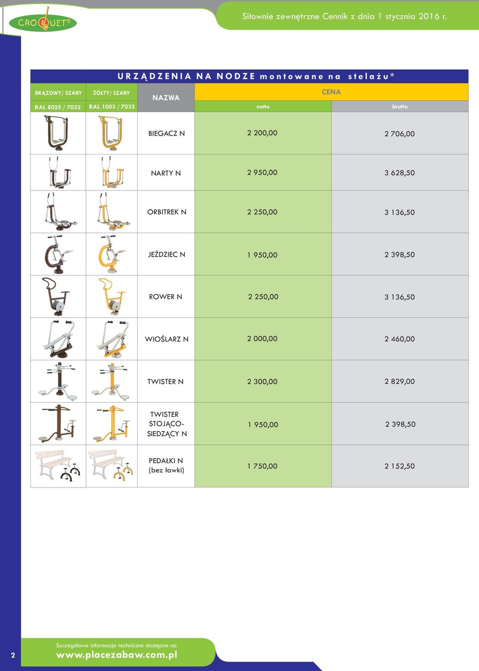 / 7032 CENA BIEGACZ N 2 200,00 2 706,00 NARTY N 2 950,00 3 628,50 ORBITREK N 2 250,00 3 136,50 JEŹDZIEC N 1 950,00 2 398,50 ROWER N 2