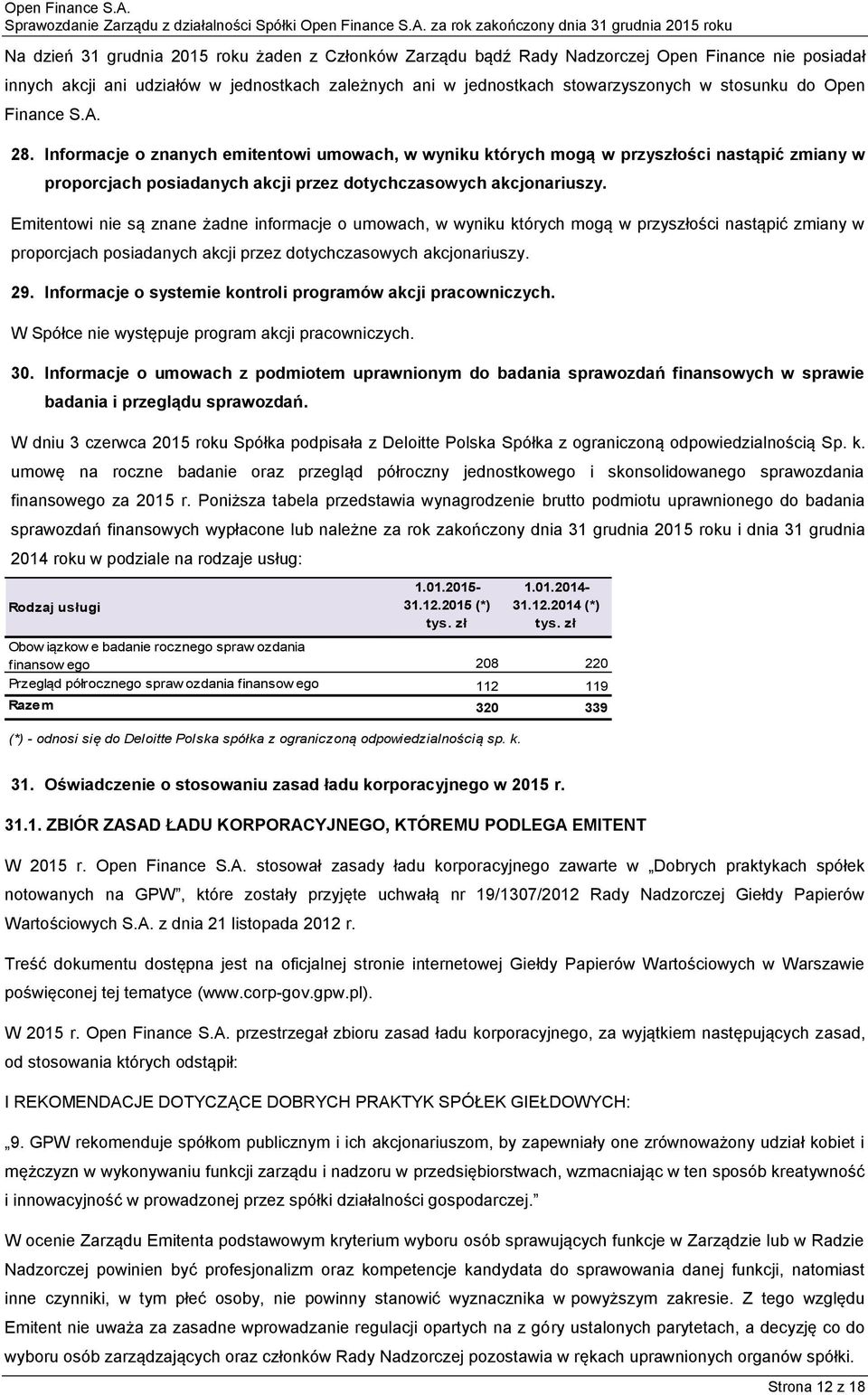 Emitentowi nie są znane żadne informacje o umowach, w wyniku których mogą w przyszłości nastąpić zmiany w proporcjach posiadanych akcji przez dotychczasowych akcjonariuszy. 29.