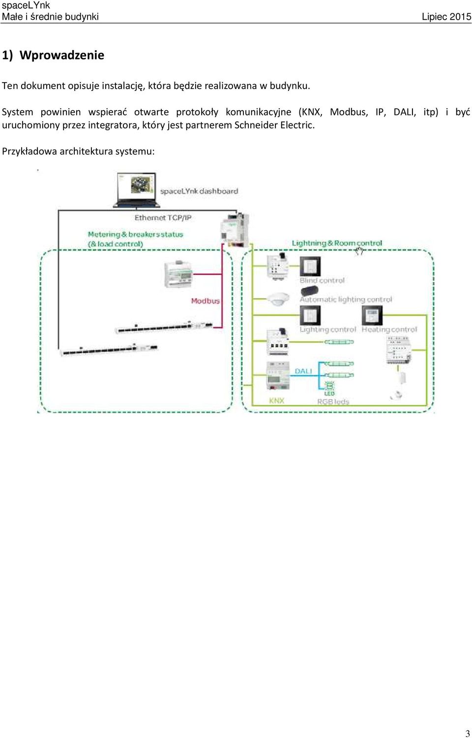 System powinien wspierać otwarte protokoły komunikacyjne (KNX, Modbus,