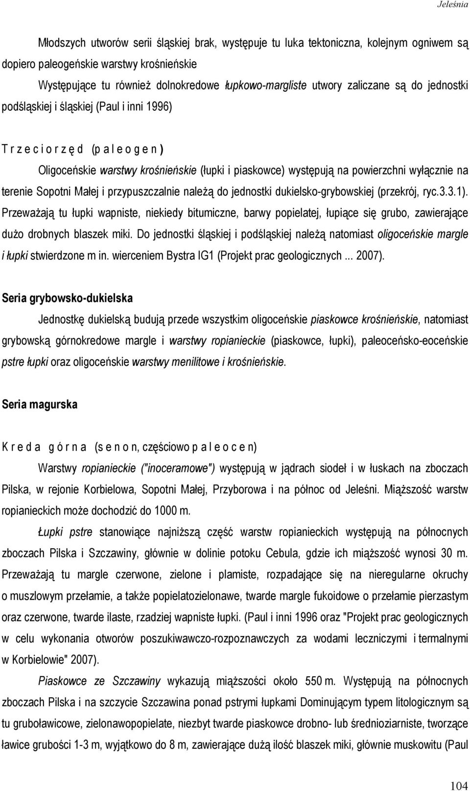 na terenie Sopotni Małej i przypuszczalnie naleŝą do jednostki dukielsko-grybowskiej (przekrój, ryc.3.3.1).