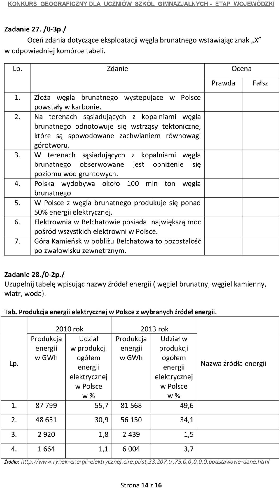 Na terenach sąsiadujących z kopalniami węgla brunatnego odnotowuje się wstrząsy tektoniczne, które są spowodowane zachwianiem równowagi górotworu. 3.