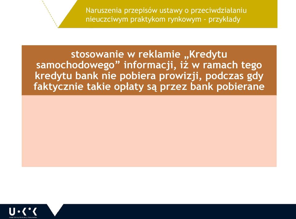 samochodowego informacji, iż w ramach tego kredytu bank nie