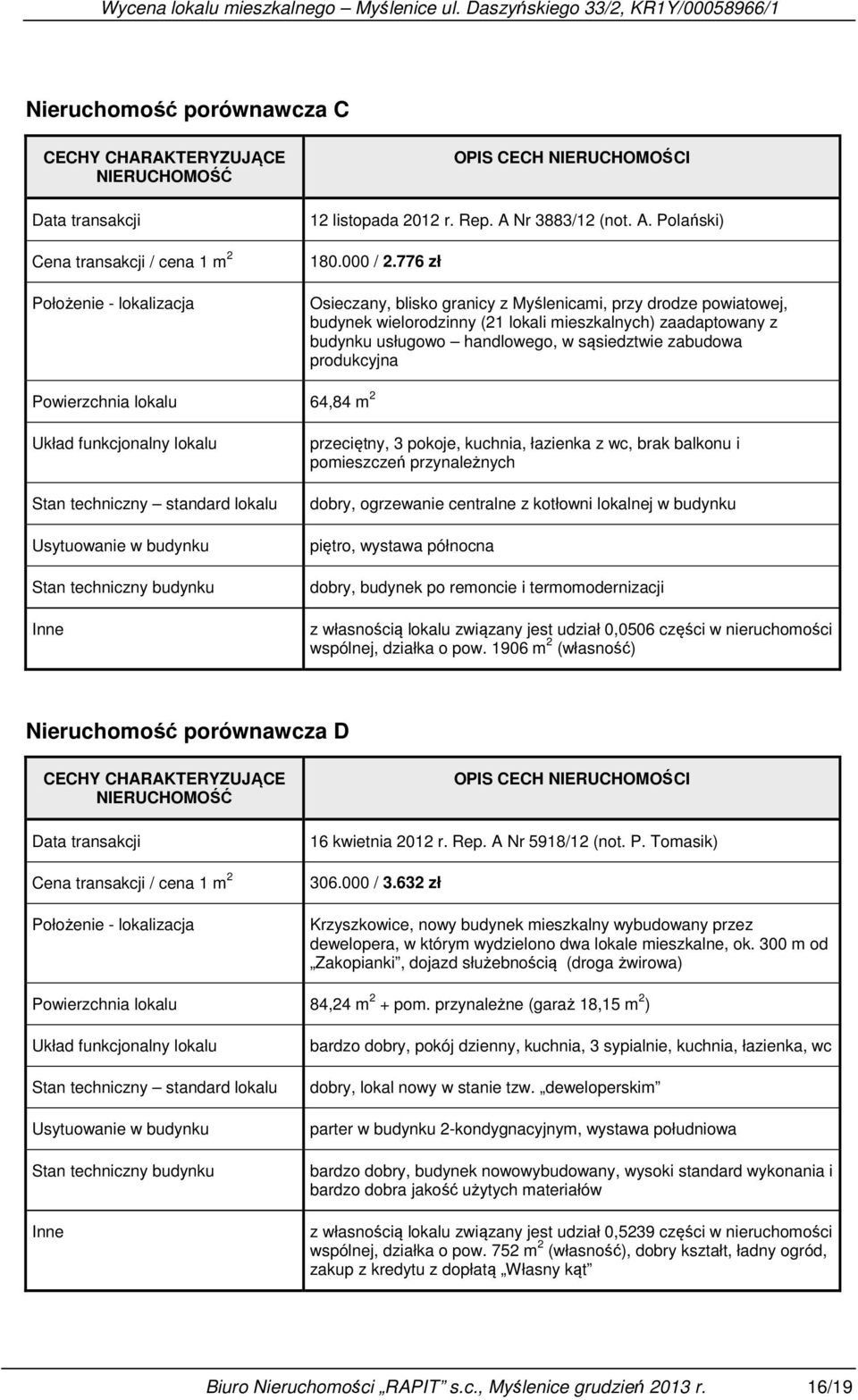 776 zł Osieczany, blisko granicy z Myślenicami, przy drodze powiatowej, budynek wielorodzinny (21 lokali mieszkalnych) zaadaptowany z budynku usługowo handlowego, w sąsiedztwie zabudowa produkcyjna