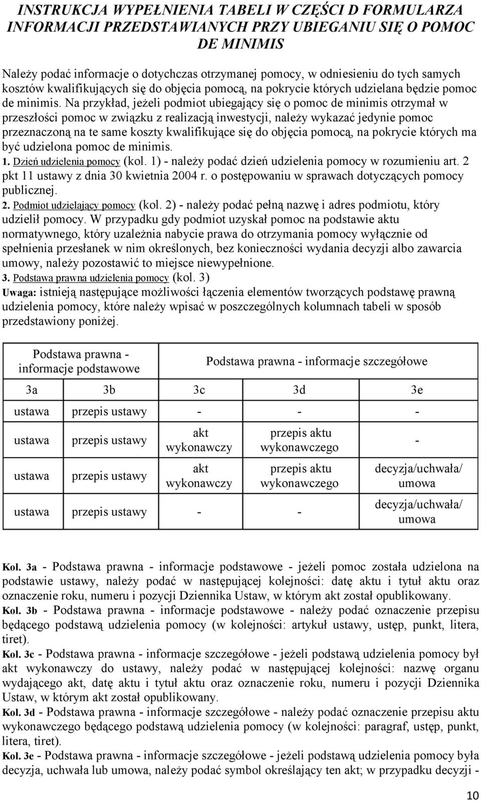 Na przykład, jeŝeli podmiot ubiegający się o pomoc de minimis otrzymał w przeszłości pomoc w związku z realizacją inwestycji, naleŝy wykazać jedy pomoc przeznaczoną na te same koszty kwalifikujące