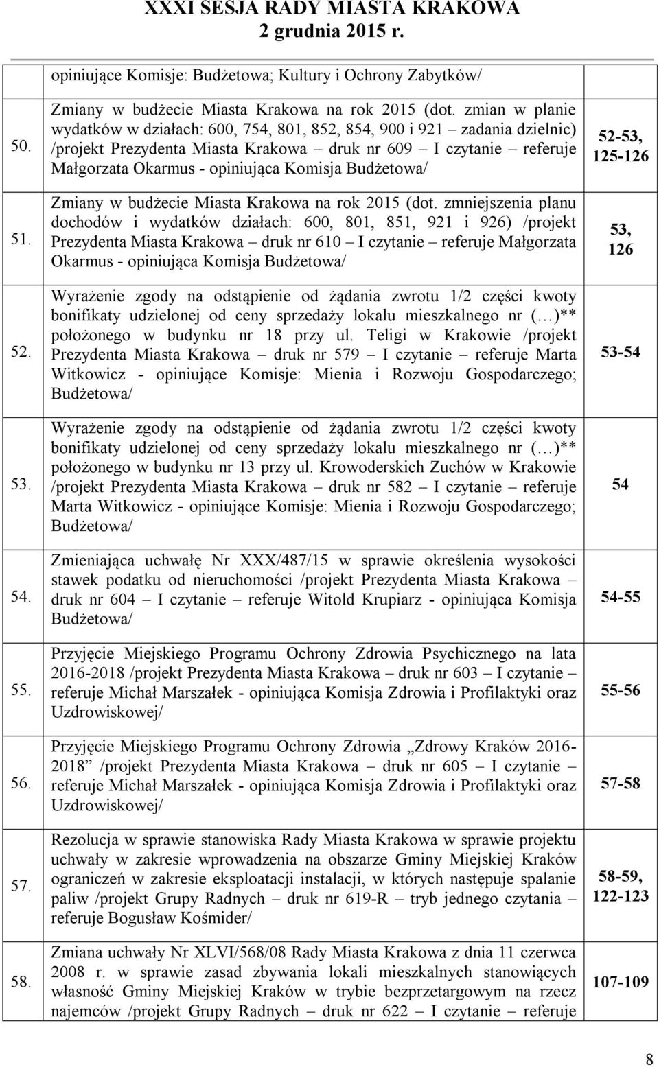 Budżetowa/ Zmiany w budżecie Miasta Krakowa na rok 2015 (dot.