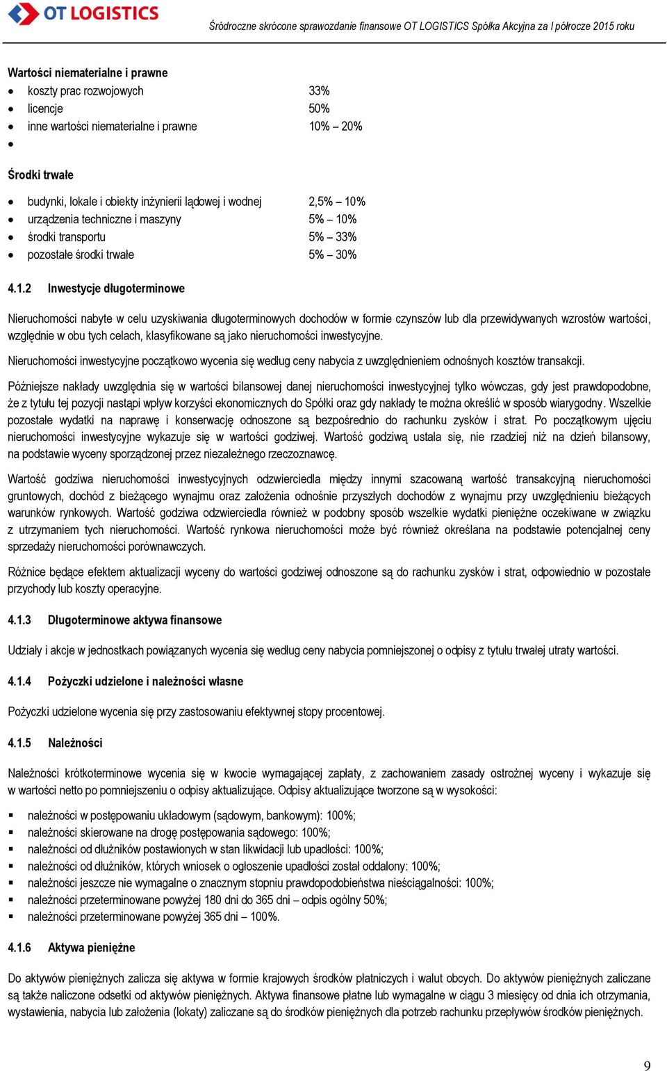 % środki transportu 5% 33% pozostałe środki trwałe 5% 30% 4.1.