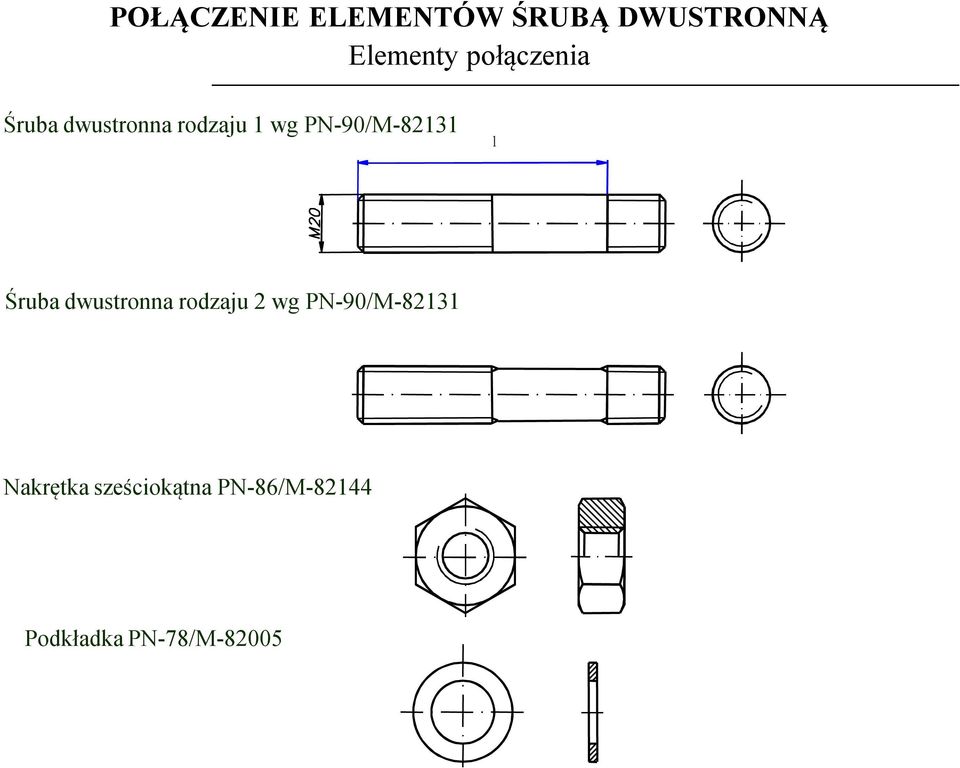 PN-90/M-82131 l Śruba dwustronna rodzaju 2 wg