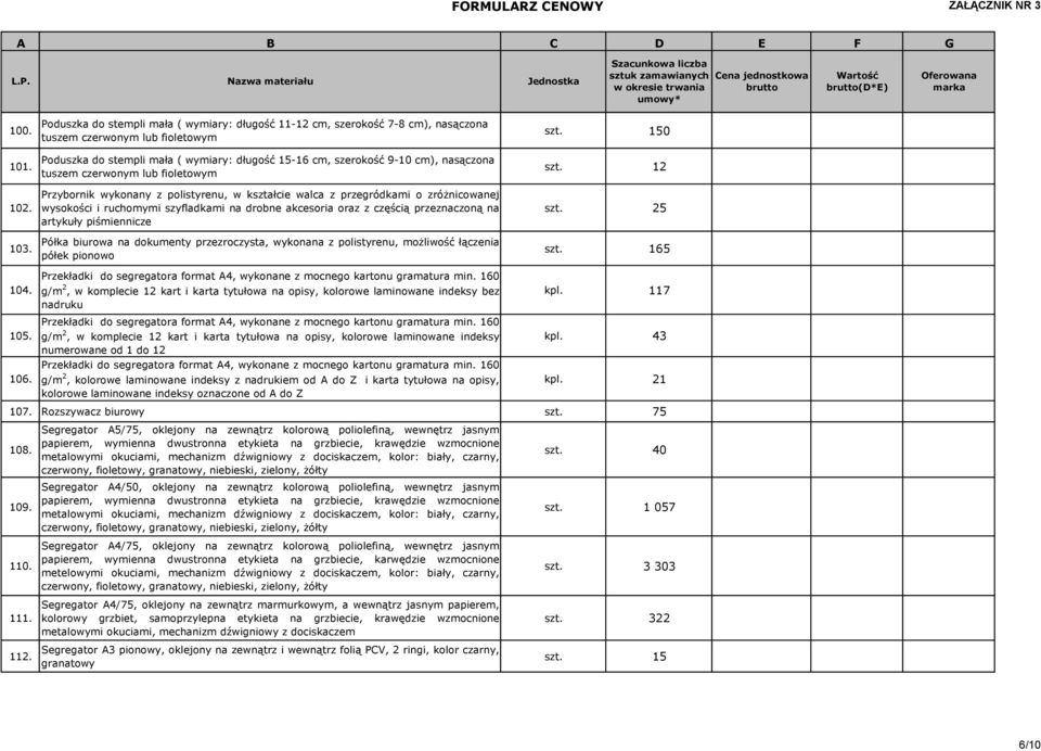 tuszem czerwonym lub fioletowym Przybornik wykonany z polistyrenu, w kształcie walca z przegródkami o zróżnicowanej wysokości i ruchomymi szyfladkami na drobne akcesoria oraz z częścią przeznaczoną