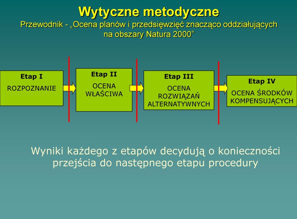 WŁAŚCIWA Etap III OCENA ROZWIĄZAŃ ALTERNATYWNYCH Etap IV OCENA ŚRODKÓW