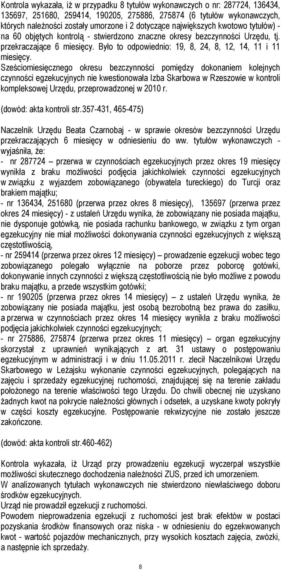 Było to odpowiednio: 19, 8, 24, 8, 12, 14, 11 i 11 miesięcy.