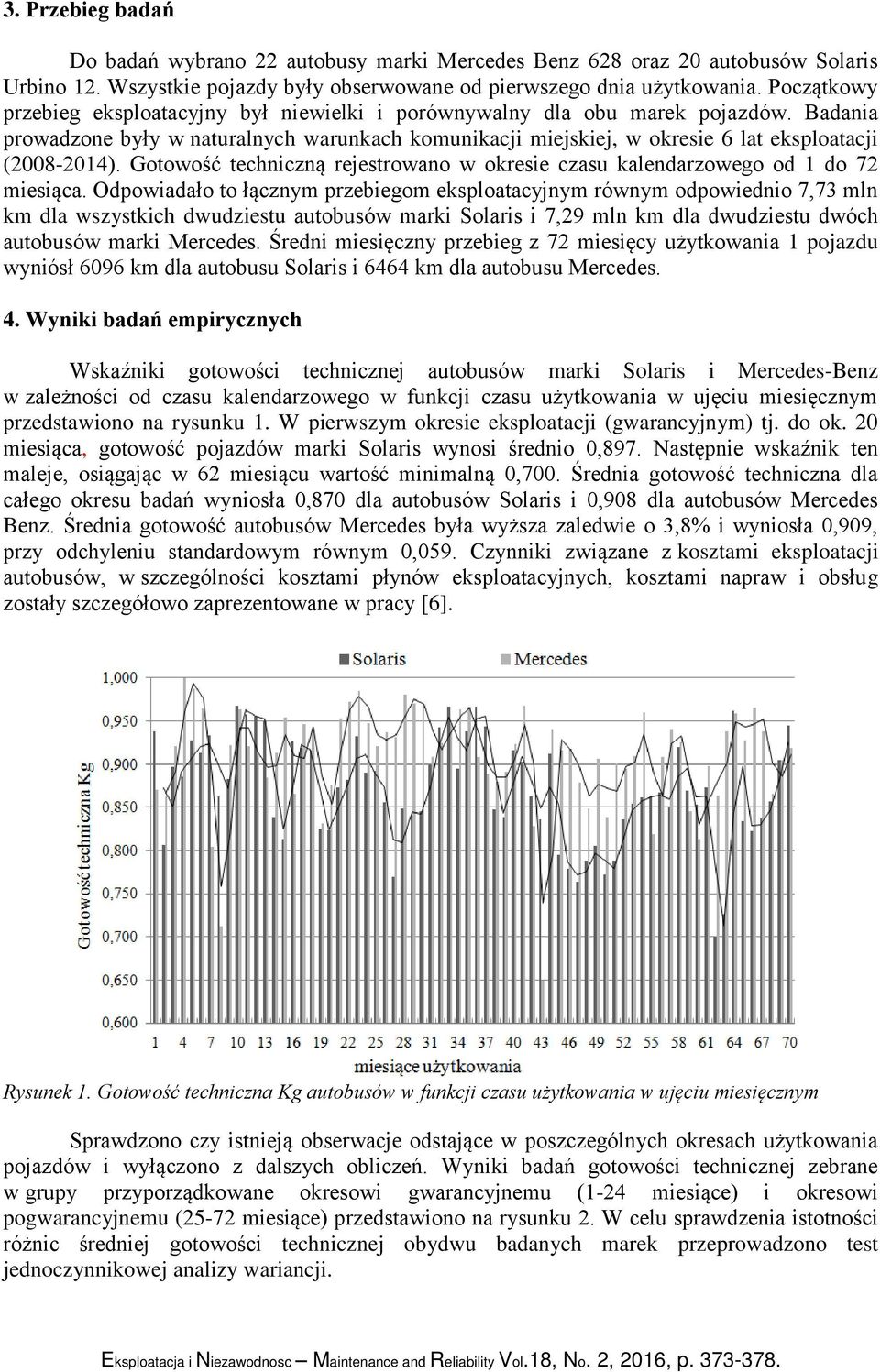 Gotowość techniczną rejestrowano w okresie czasu kalendarzowego od 1 do 72 miesiąca.