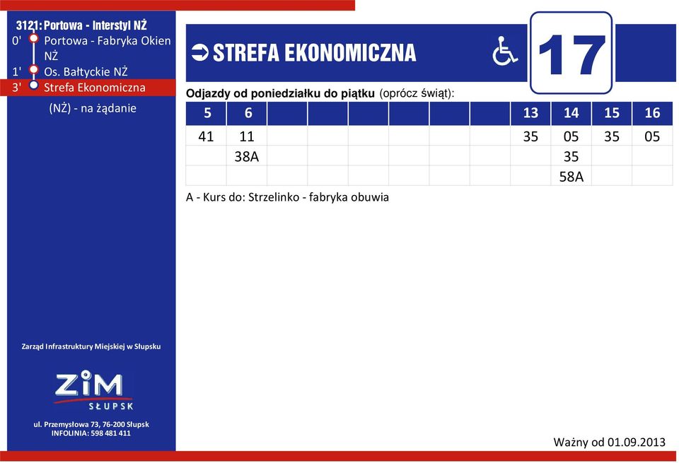 na żądanie 5 41 11 38A A - Kurs do: