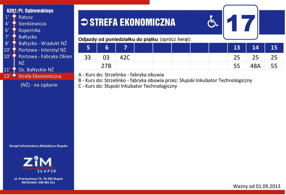 Bałtyckie NŻ ' Strefa Ekonomiczna (NŻ)- na żądanie 5 33 03 2B 42C A - Kurs do: Strzelinko -