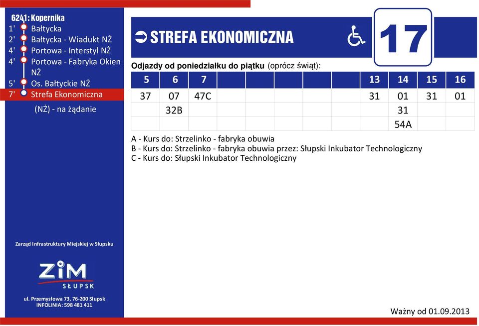 Bałtyckie NŻ ' Strefa Ekonomiczna 5 3 0 32B 4C 31 01 31 54A A - Kurs do: Strzelinko