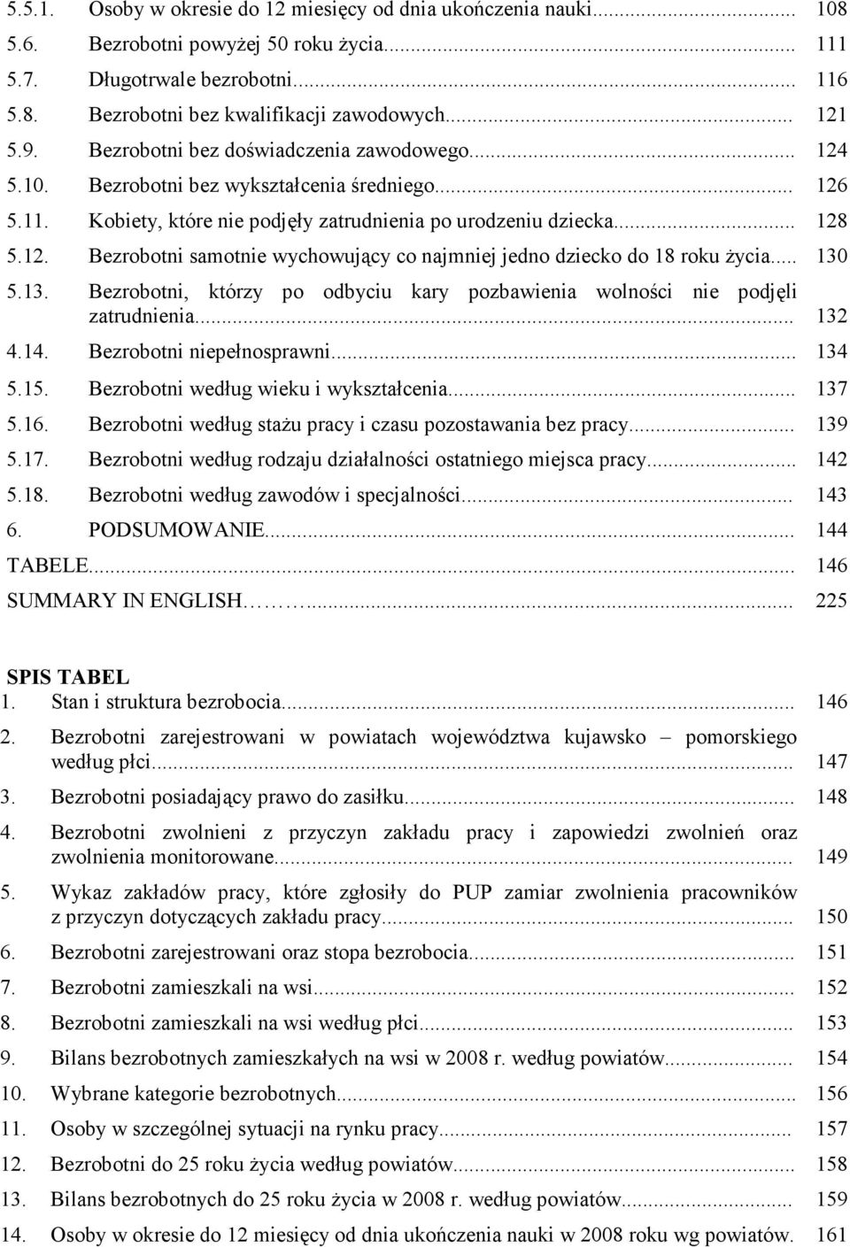 .. 130 5.13. Bezrobotni, którzy po odbyciu kary pozbawienia wolności nie podjęli zatrudnienia... 132 4.14. Bezrobotni niepełnosprawni... 134 5.15. Bezrobotni według wieku i wykształcenia... 137 5.16.