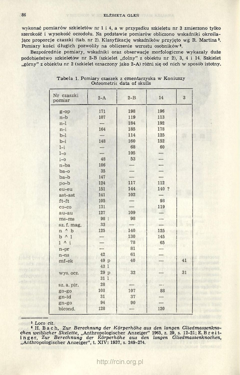 Pomiary kości długich pozwoliły na obliczenie wzrostu osobników 6.