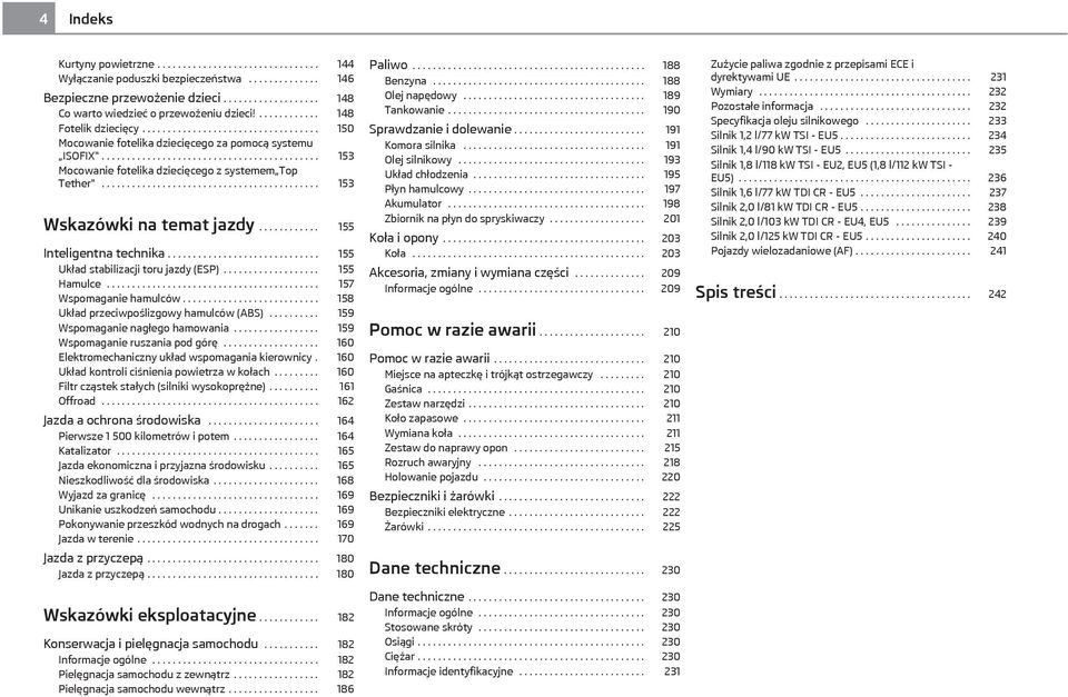 .......................................... 153 Wskazówki na temat jazdy............ 155 Inteligentna technika.............................. 155 Układ stabilizacji toru jazdy (ESP)................... 155 Hamulce.