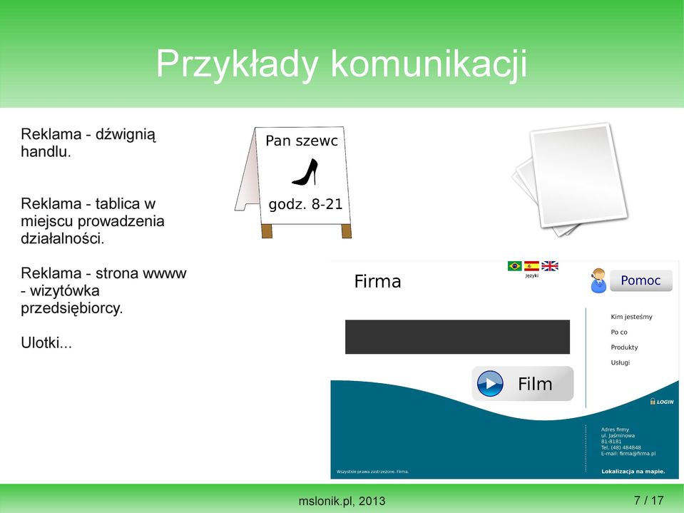 Reklama - tablica w miejscu prowadzenia