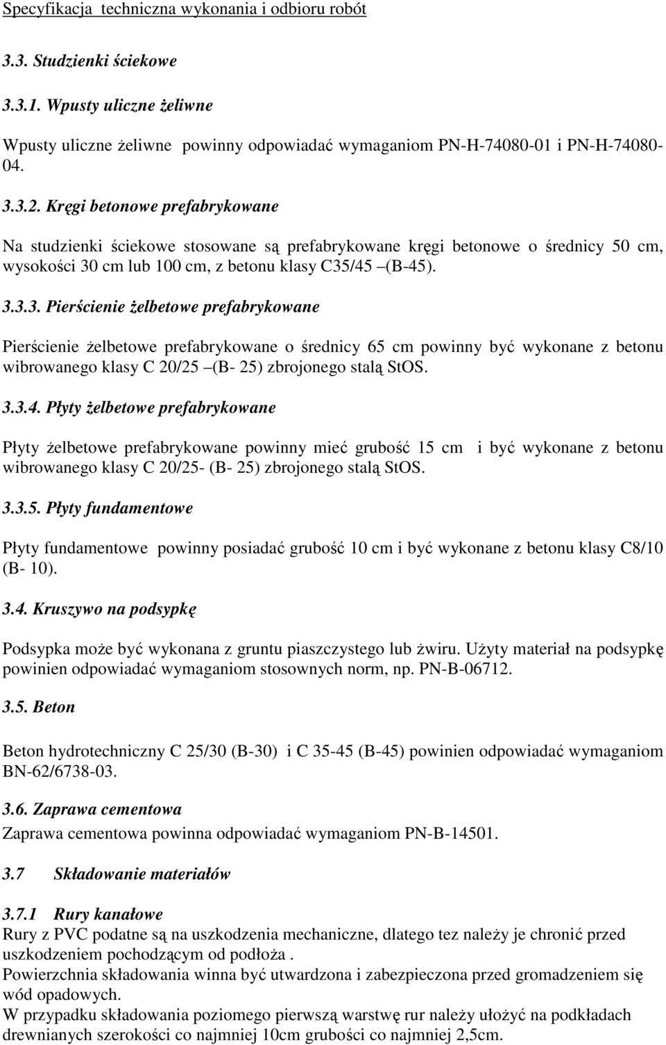 cm lub 100 cm, z betonu klasy C35