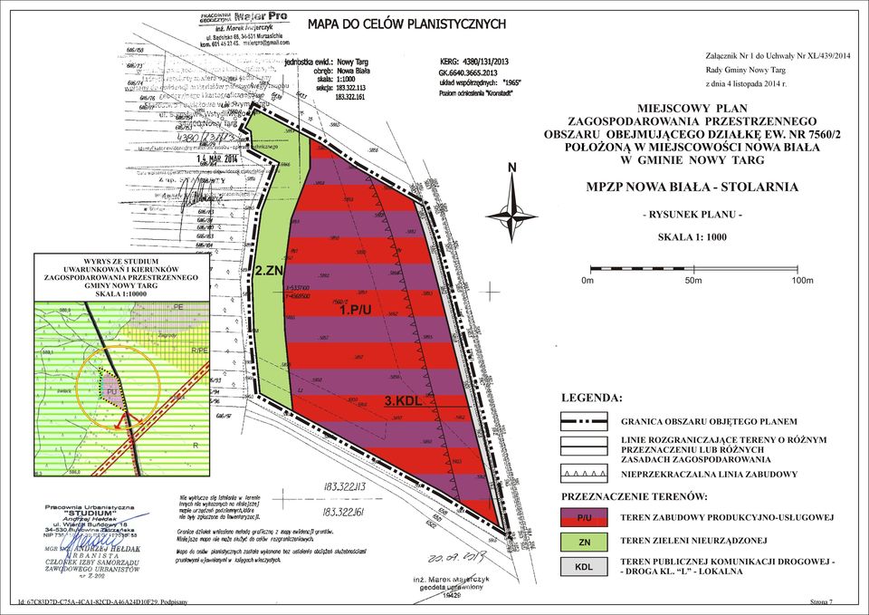 NR 7560/2 POŁOŻONĄ W MIEJSCOWOŚCI NOWA BIAŁA W GMINIE NOWY TARG MPZP NOWA BIAŁA - STOLARNIA - RYSUNEK PLANU SKALA 1: 1000 0m 50m 100m 1.