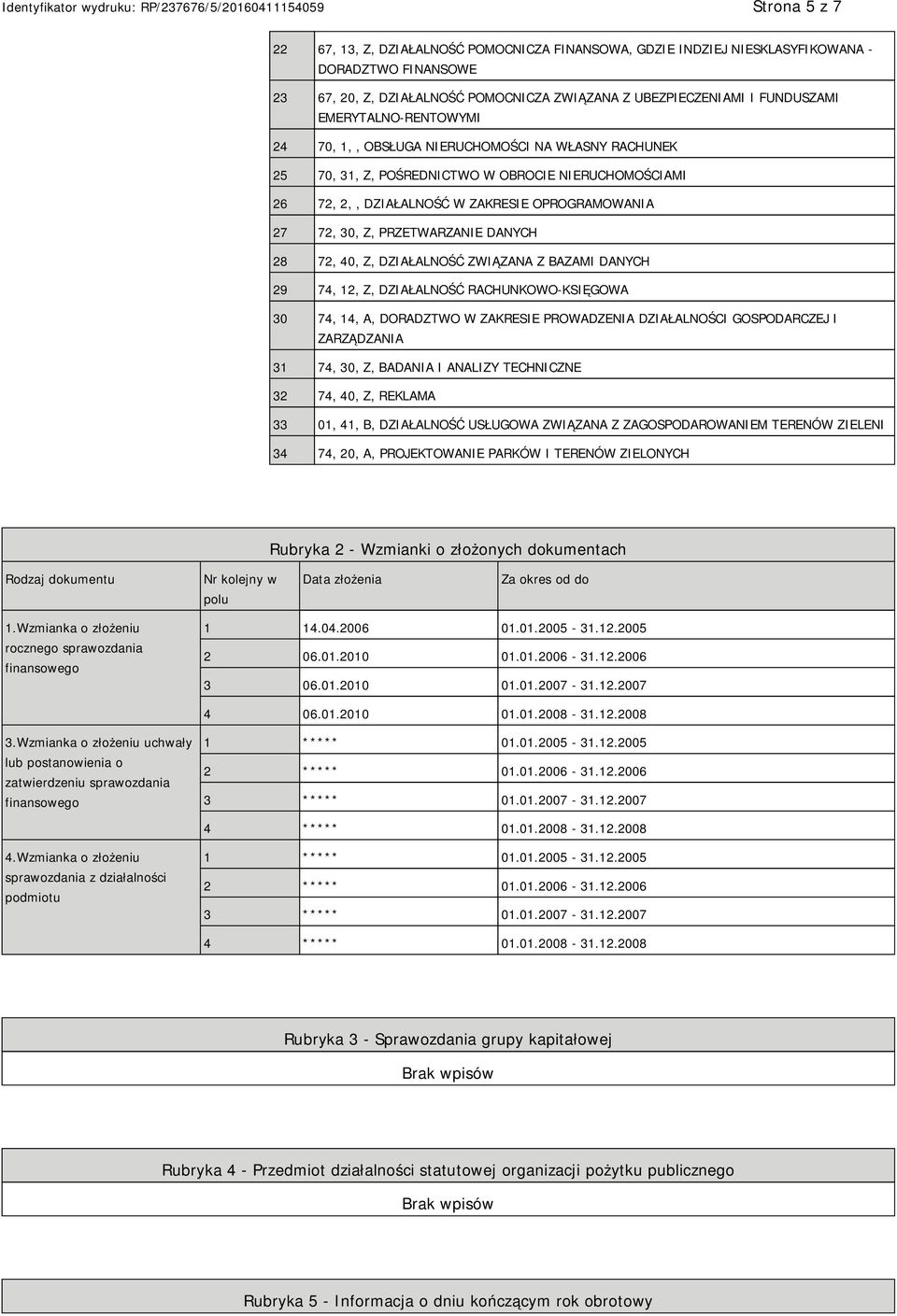 DANYCH 28 72, 40, Z, DZIAŁALNOŚĆ ZWIĄZANA Z BAZAMI DANYCH 29 74, 12, Z, DZIAŁALNOŚĆ RACHUNKOWO-KSIĘGOWA 30 74, 14, A, DORADZTWO W ZAKRESIE PROWADZENIA DZIAŁALNOŚCI GOSPODARCZEJ I ZARZĄDZANIA 31 74,