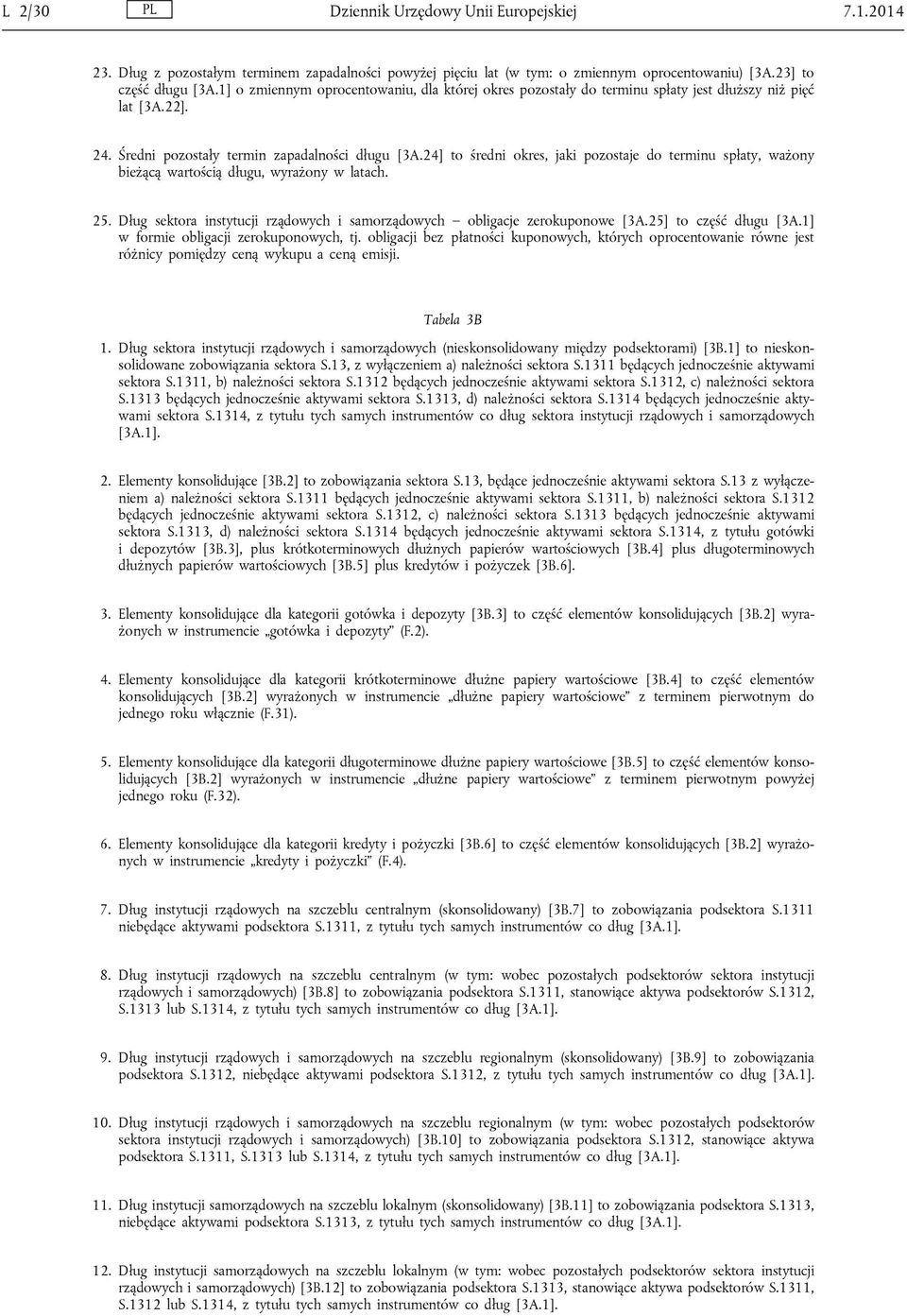 24] to średni okres, jaki pozostaje do terminu spłaty, ważony bieżącą wartością długu, wyrażony w latach. 25. Dług sektora instytucji rządowych i samorządowych obligacje zerokuponowe [3A.