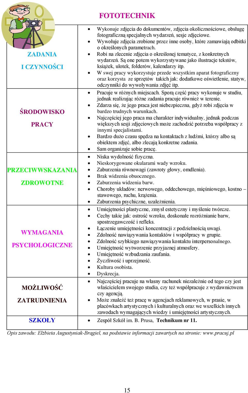 Są one potem wykorzystywane jako ilustracje tekstów, książek, ulotek, folderów, kalendarzy itp.