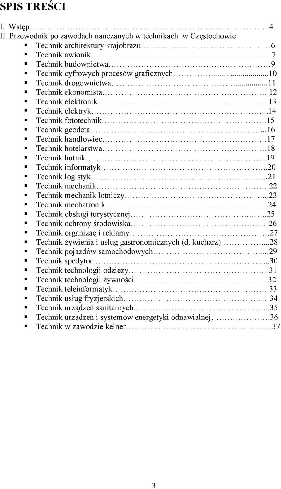 ..16 Technik handlowiec.17 Technik hotelarstwa.18 Technik hutnik.19 Technik informatyk..20 Technik logistyk...21 Technik mechanik.22 Technik mechanik lotniczy...23 Technik mechatronik.