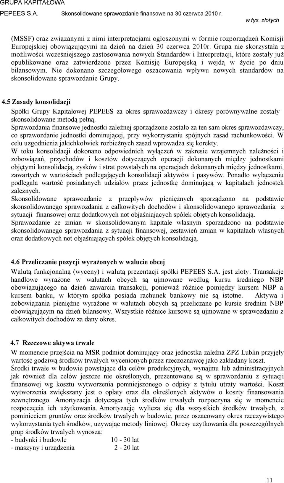 bilansowym. Nie dokonano szczegółowego oszacowania wpływu nowych standardów na skonsolidowane sprawozdanie Grupy. 4.